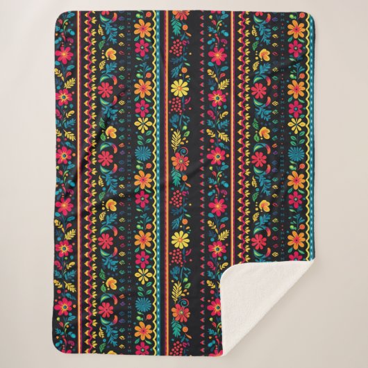 Hispanic Folk Art Pattern Sherpadecke (Vorderseite)