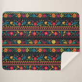 Hispanic Folk Art Pattern Sherpadecke (Vorderseite (Horizontal))