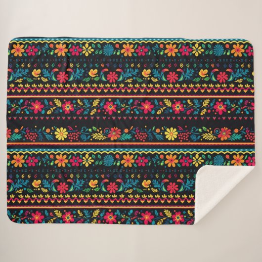 Hispanic Folk Art Pattern Sherpadecke (Vorderseite (Horizontal))