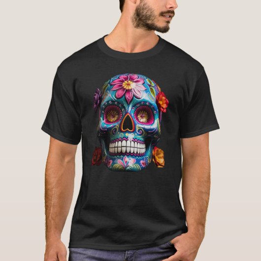 Hispanic Heritage Halloween Skull T-Shirt (Vorderseite)