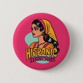 Hispanic Heritage Hand Drawn Hispana Button (Vorderseite)