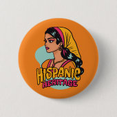 Hispanic Heritage Hand Drawn Hispana Button (Vorderseite)