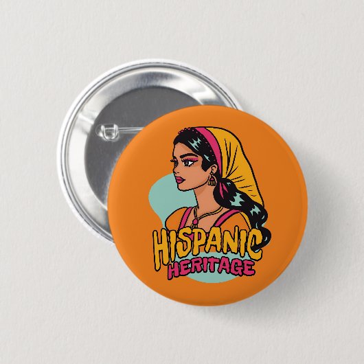 Hispanic Heritage Hand Drawn Hispana Button (Vorne & Hinten)