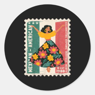 Hispanic Heritage Mexican Floral Dancer W Runder Aufkleber