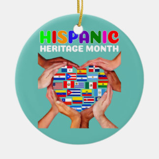 Hispanic Heritage Monat Alle Länder Herz Hand Keramik Ornament