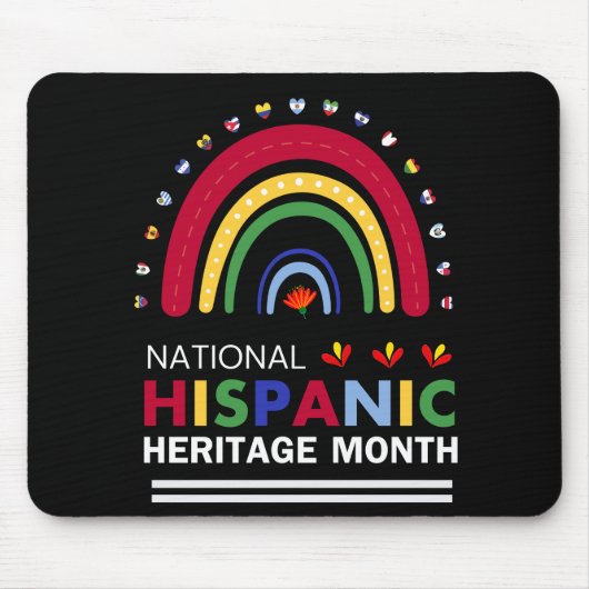 Hispanic Heritage Monat Boho Regenbogen und Flagge Mousepad (Vorne)