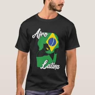 Hispanic Heritage Monat Brasilien Flagge Afro T-Shirt
