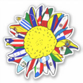 Hispanic Heritage Monat Flaggen Sonnenblumen Aufkleber (Vorderseite)