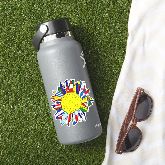 Hispanic Heritage Monat Flaggen Sonnenblumen Aufkleber (HydroFlask Insitu)