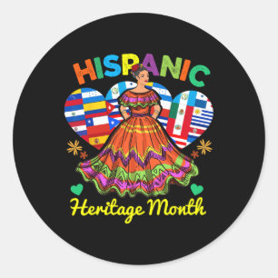 Hispanic Heritage Monat Kleidung Inspiriert Girl D Runder Aufkleber