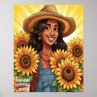 Hispanic Heritage Monte Sunflowers Poster