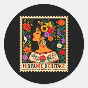 Hispanic Heritage Month Blumen Stempel Latein Runder Aufkleber