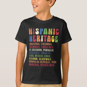 Hispanic Heritage Month Countries Names T-Shirt