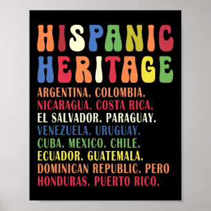 Hispanic Heritage Month Countries Names T-Shirt Poster