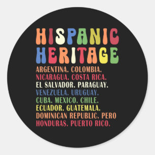Hispanic Heritage Month Countries Names T-Shirt Runder Aufkleber