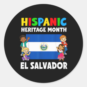Hispanic Heritage Month El Salvador Flag Jungen Runder Aufkleber