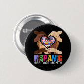Hispanic Heritage Month Hände Herz Button (Vorne & Hinten)