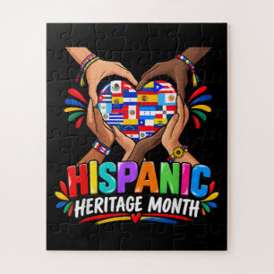 Hispanic Heritage Month Herz Hände Flaggen Einheit Puzzle