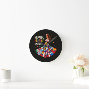 Hispanic Heritage Month Lateinamerikanische Länder Runde Wanduhr
