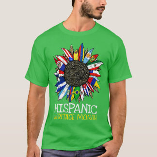 Hispanic Heritage Month Latino Countries Flags Sun T-Shirt