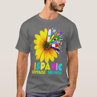 Hispanic Heritage Month Latino Countries Flags Sun T-Shirt
