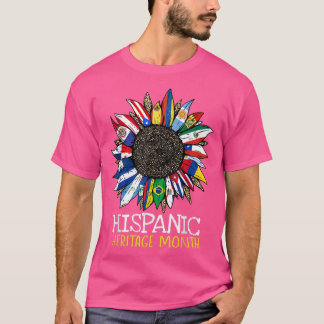 Hispanic Heritage Month Latino Countries Flags Sun T-Shirt