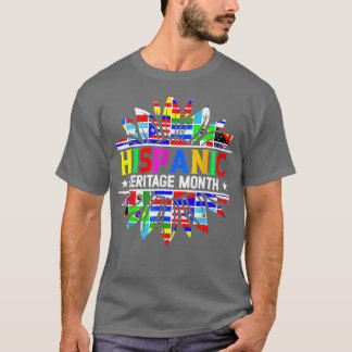 Hispanic Heritage Month Latino Countries Flags Sun T-Shirt