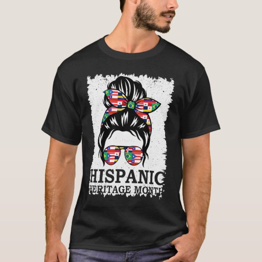 Hispanic Heritage Month Messy Bun T-Shirt (Vorderseite)