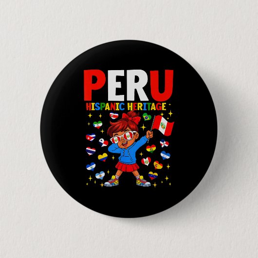 Hispanic Heritage Month Peru-Flagge Peruanisches M Button (Vorderseite)