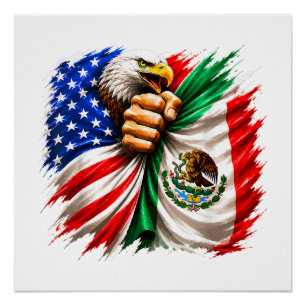 Hispanic Heritage Month USA Mexiko-Flagge Poster