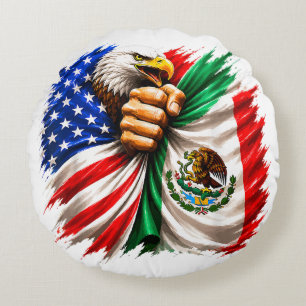 Hispanic Heritage Month USA Mexiko-Flagge Rundes Kissen