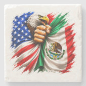 Hispanic Heritage Month USA Mexiko-Flagge Steinuntersetzer (Vorderseite)