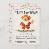 Hispanic Mexican Santa Claus Feliz Navidad Party Einladung (Vorne/Hinten)