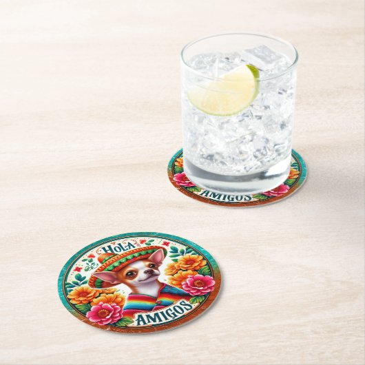 Hispanic Südwest WELCOME Runder Pappuntersetzer (Vor Ort)