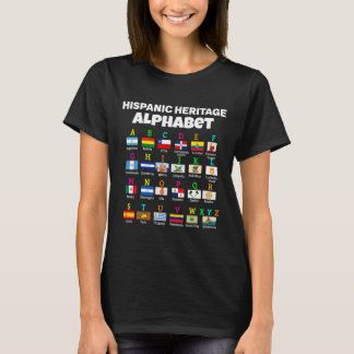 Hispanische Flagge Alphabet für Lehrer pädagogisch T-Shirt