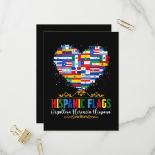 Hispanische Flaggen Herz Hispanic Heritage Month Einladungspostkarte