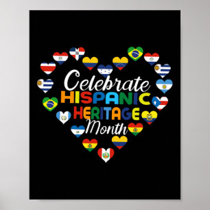 Hispanische Länder Flaggen feiern Hispanic Herita Poster