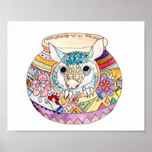 Hispanische Volkskunst Baby armadillo Poster