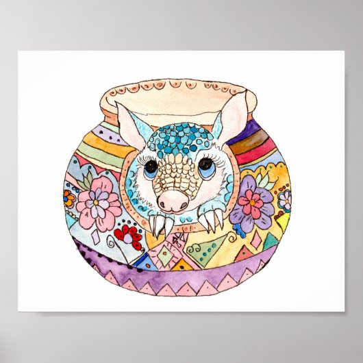 Hispanische Volkskunst Baby armadillo Poster (Vorne)