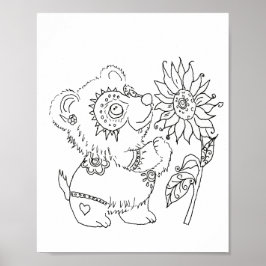 Hispanische Volkskunst Babybärenfarbseite Poster