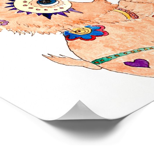 Hispanischer Volkskunst-Babybär Poster (Ecke)