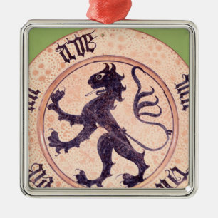 Hispano-Moresque Teller, Zinn-glasiert Silbernes Ornament