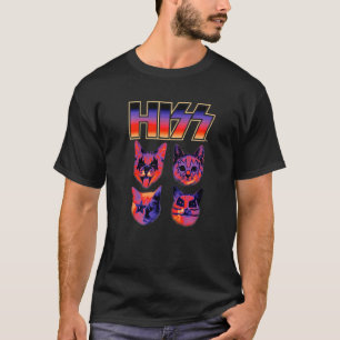 Hiss Cat Cats Kittens Rock Music Cat Hiss T-Shirt