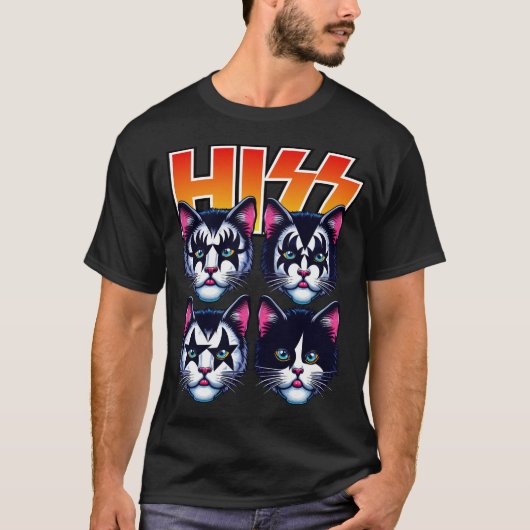 Hiss Cats Rock Kittens Rocking Music Cat Liebhaber T-Shirt (Vorderseite)