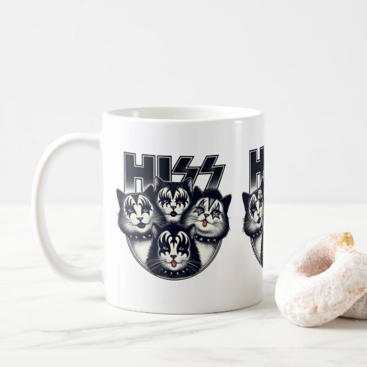 HISS Funny Cat Band Parody Cat Lovers & Pet Besitz Kaffeetasse (Mit Donut)
