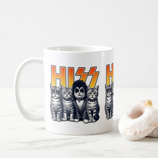 HISS Funny Cat Band Parody Cat Lovers & Pet Besitz Kaffeetasse (Mit Donut)