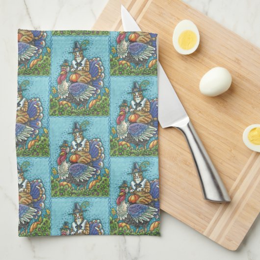 HISS N FITZ CAT, ERNTEDANK TÜRKEI KÜCHE TOWEL GESCHIRRTUCH (Viertel Falte)