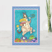 HISS N' FITZ CAT IM GEBURTSTAG ANZUG, CAKE & CANDL KARTE (Vorderseite)