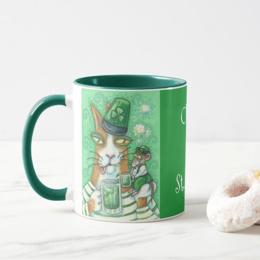 Hiss N' Fitz Cat Rat ST. PATRICK'S DAY COMBO TASSE (Mit Donut)