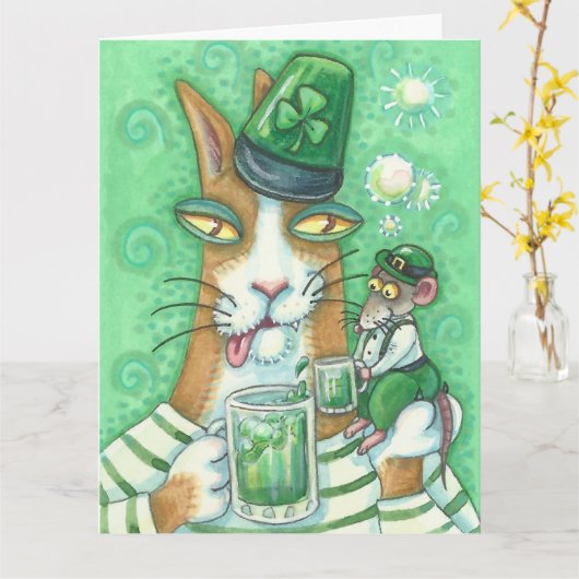 Hiss N' Fitz Cat ST. PATRICK'S DAY CARD Large Karte (Gelbe Blume)